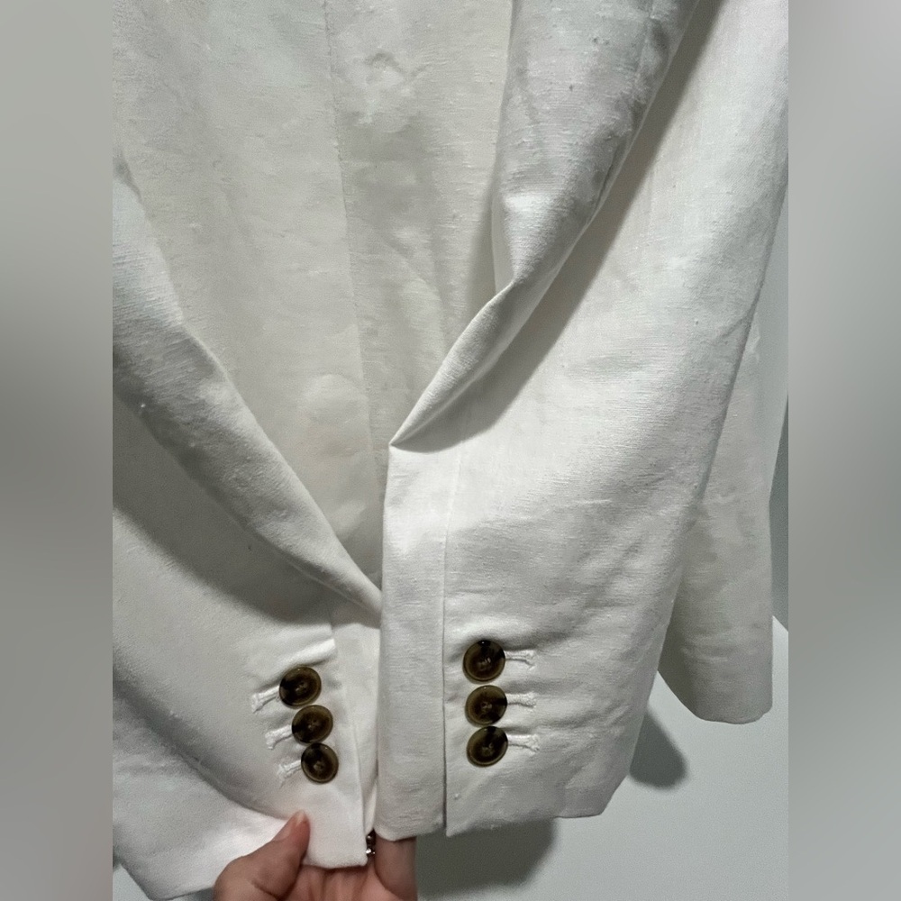 J. Crew Linen cotton Blend One Button Blazer White Size 16 NEW classic $198 - Picture 10 of 12